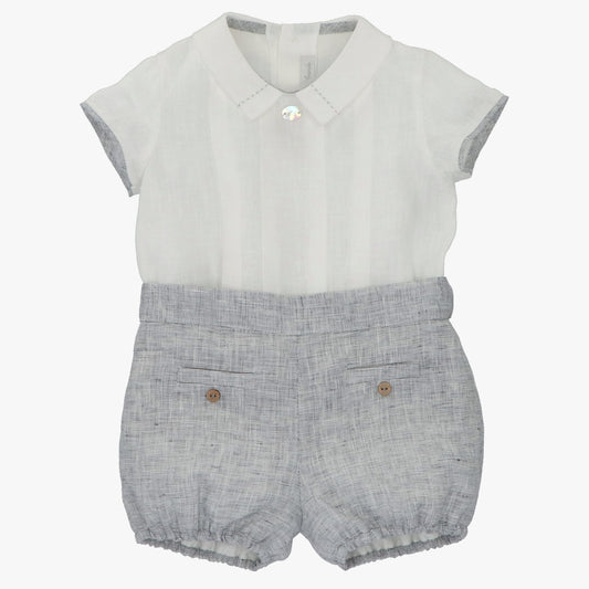 Grey linen romper