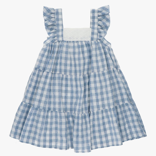 Blue checkered sleeveless dress