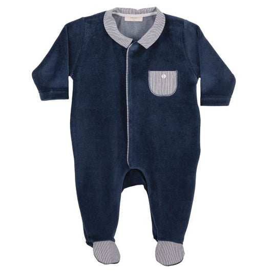 Teddy Bear Velour Footie W/ Pocket