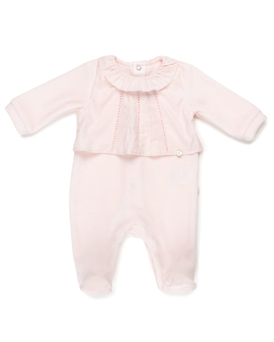 Girls Pink Velour Footie