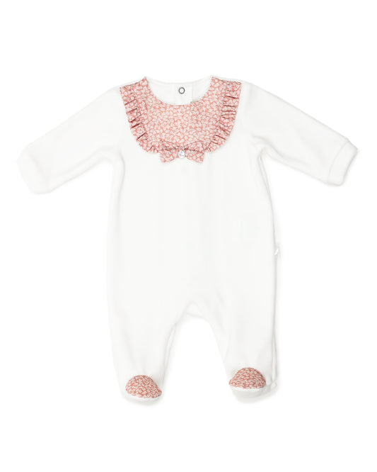 Ivory velour footie