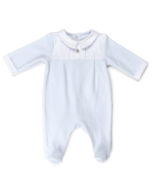 Boys blue velour footie