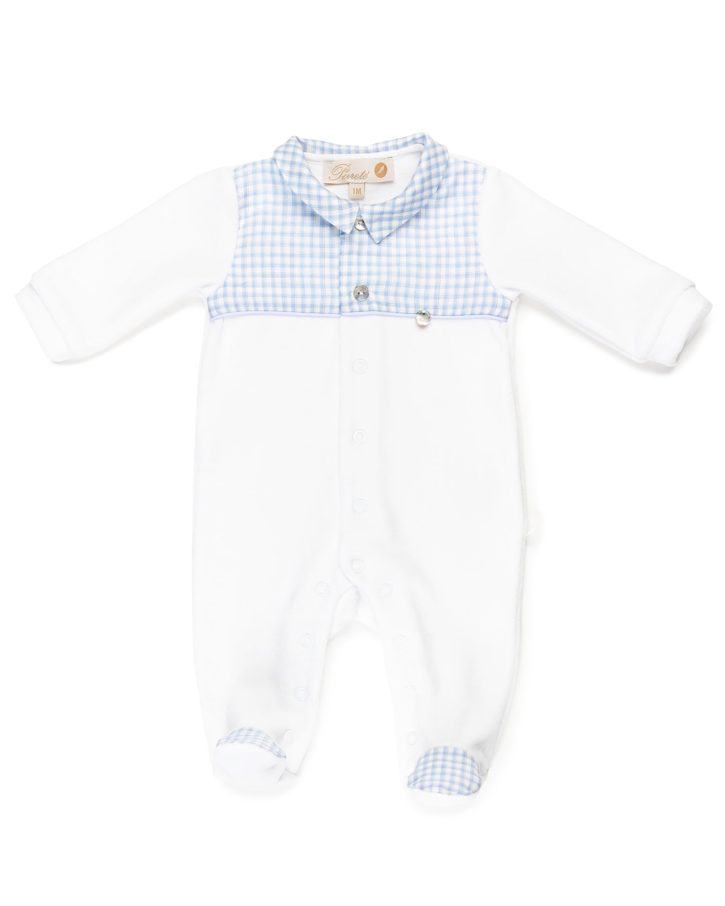 Boys White velour footie
