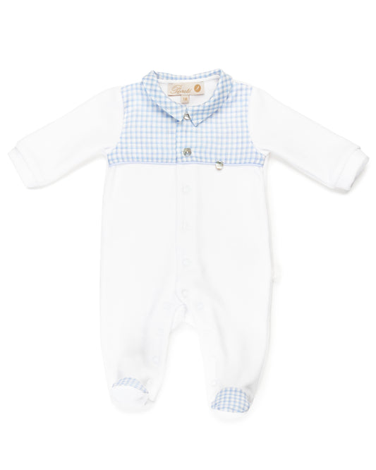 Boys White velour footie