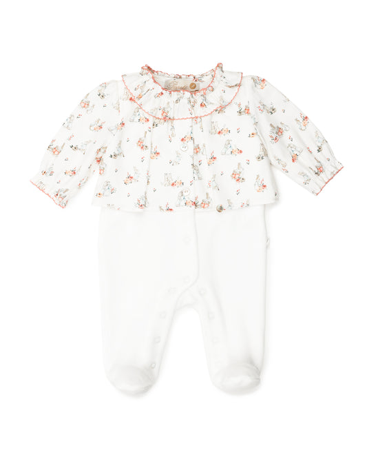 Ivory Bunny Velour Footie