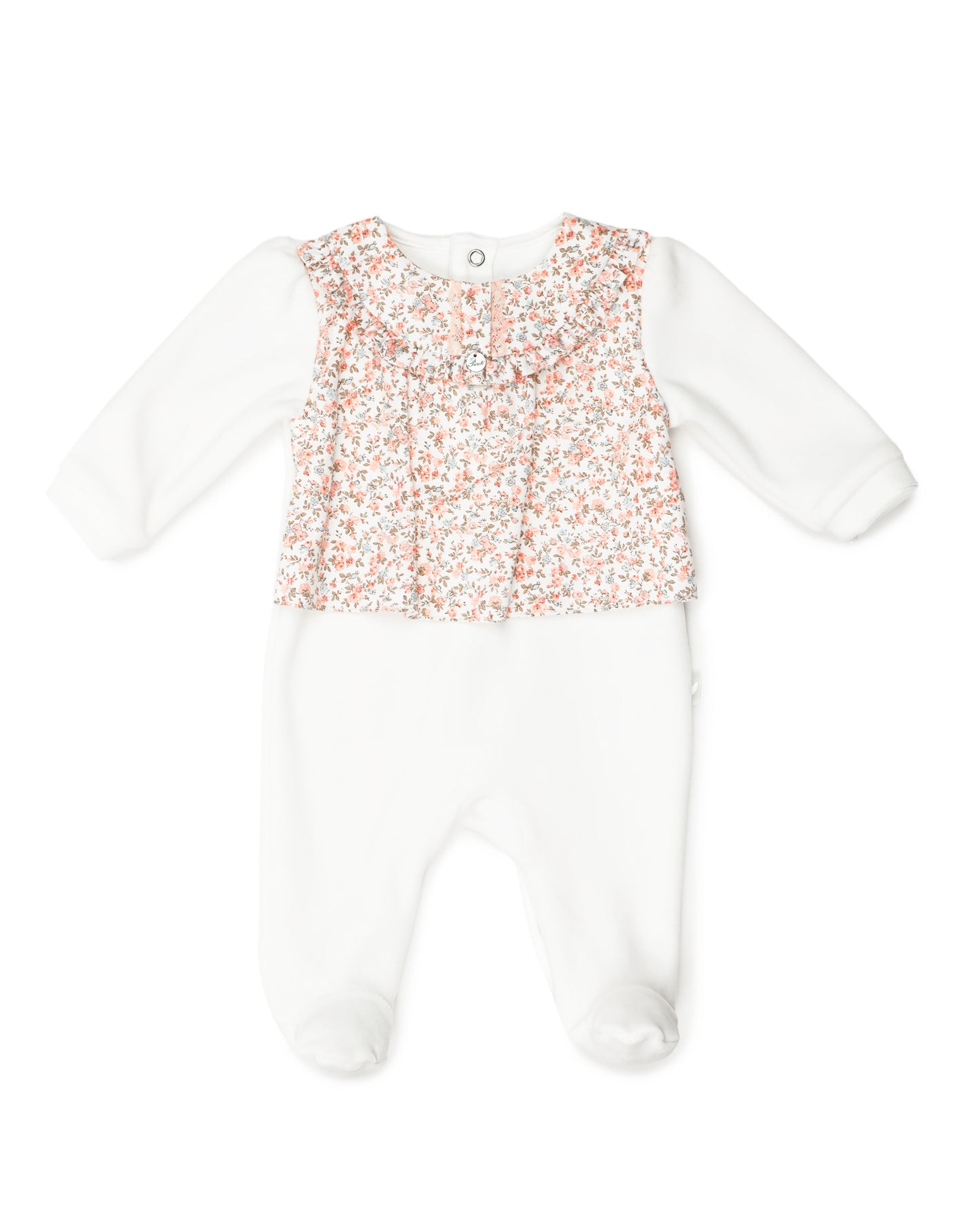 Ivory Velour Footie