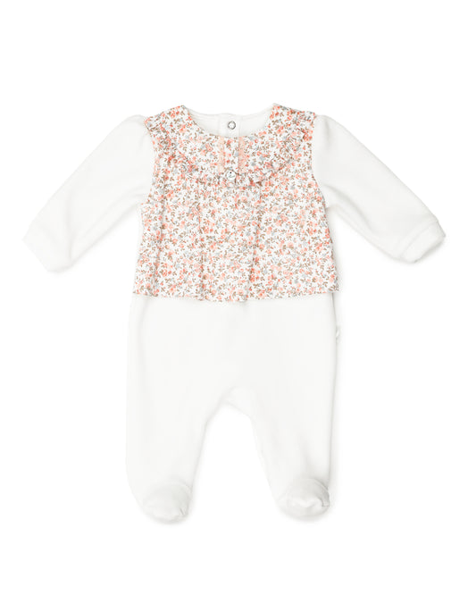 Ivory Velour Footie
