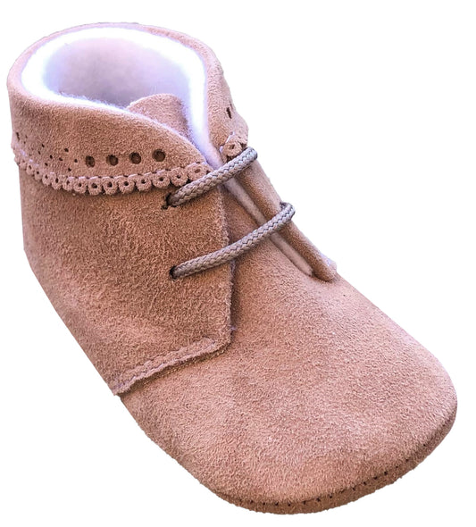 Medium Brown turned Skin Baby Shoe - Suede Leather