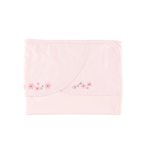 Blanket in Pink with embroidered flowers
