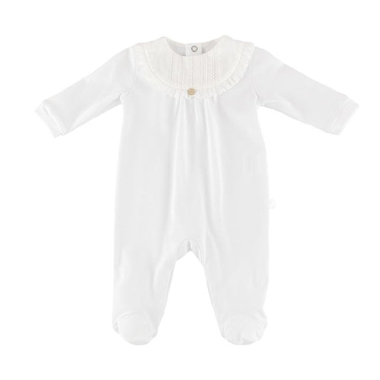 Lace Ruffle Collared Footie