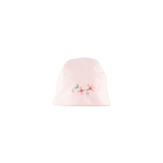 Girls flower embroidered pink hat