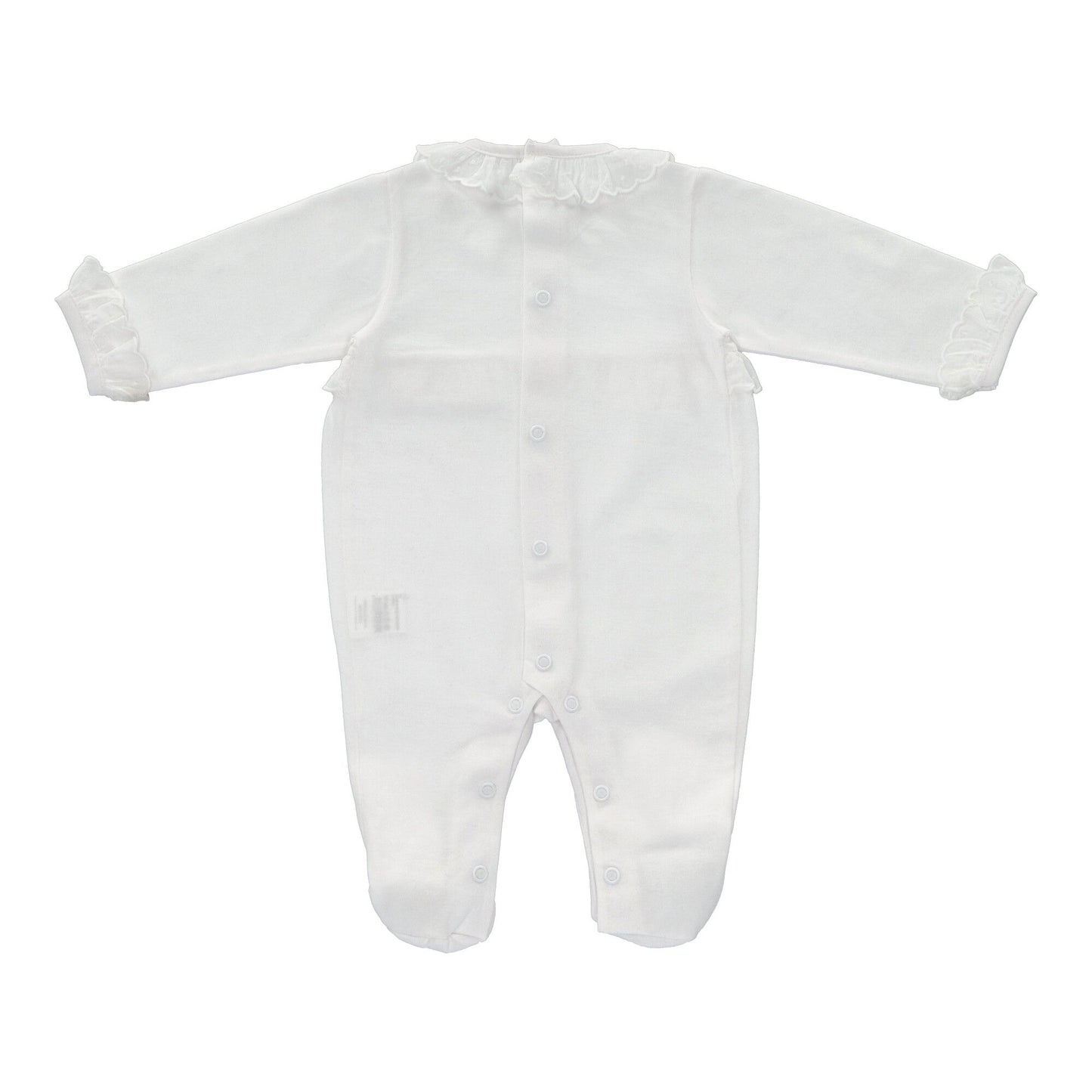 White eyelette trim footie