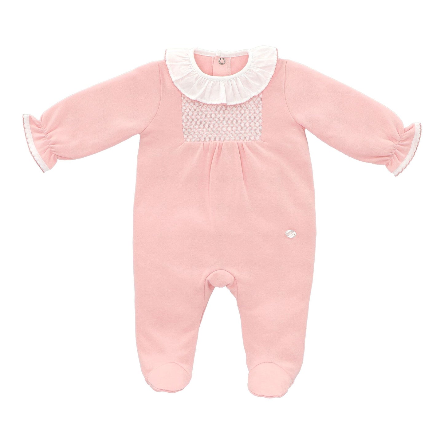 Pink smocked footie