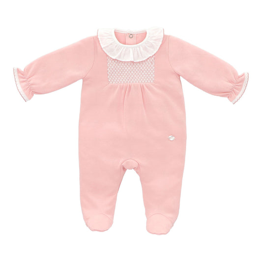 Pink smocked footie