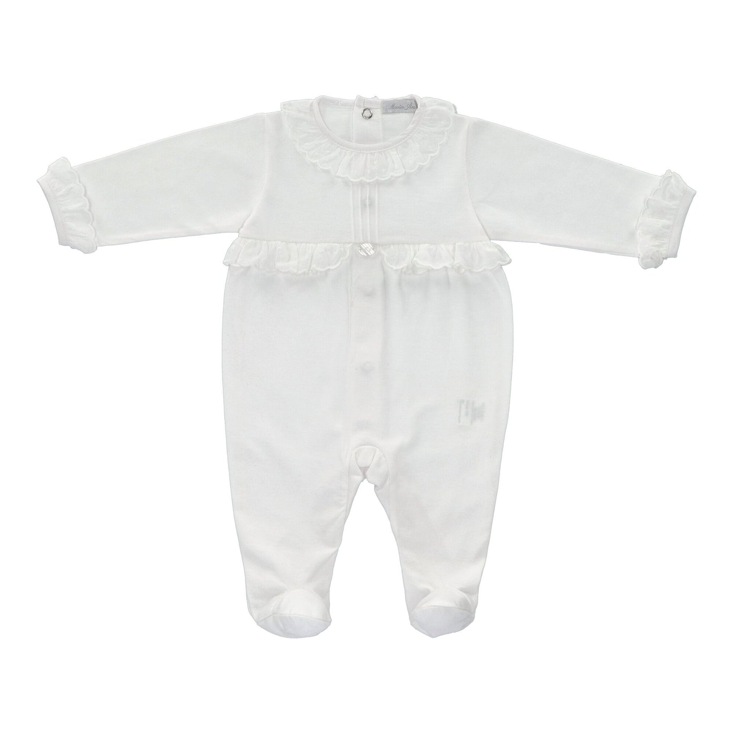 White eyelette trim footie