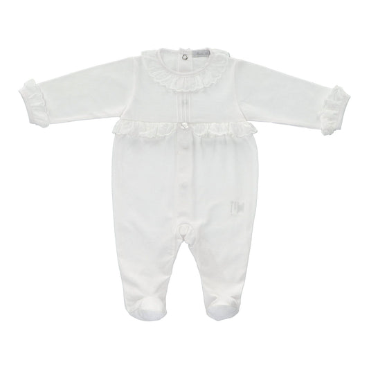 White eyelette trim footie