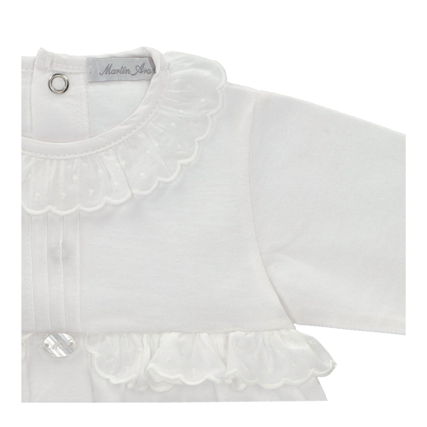 White eyelette trim footie