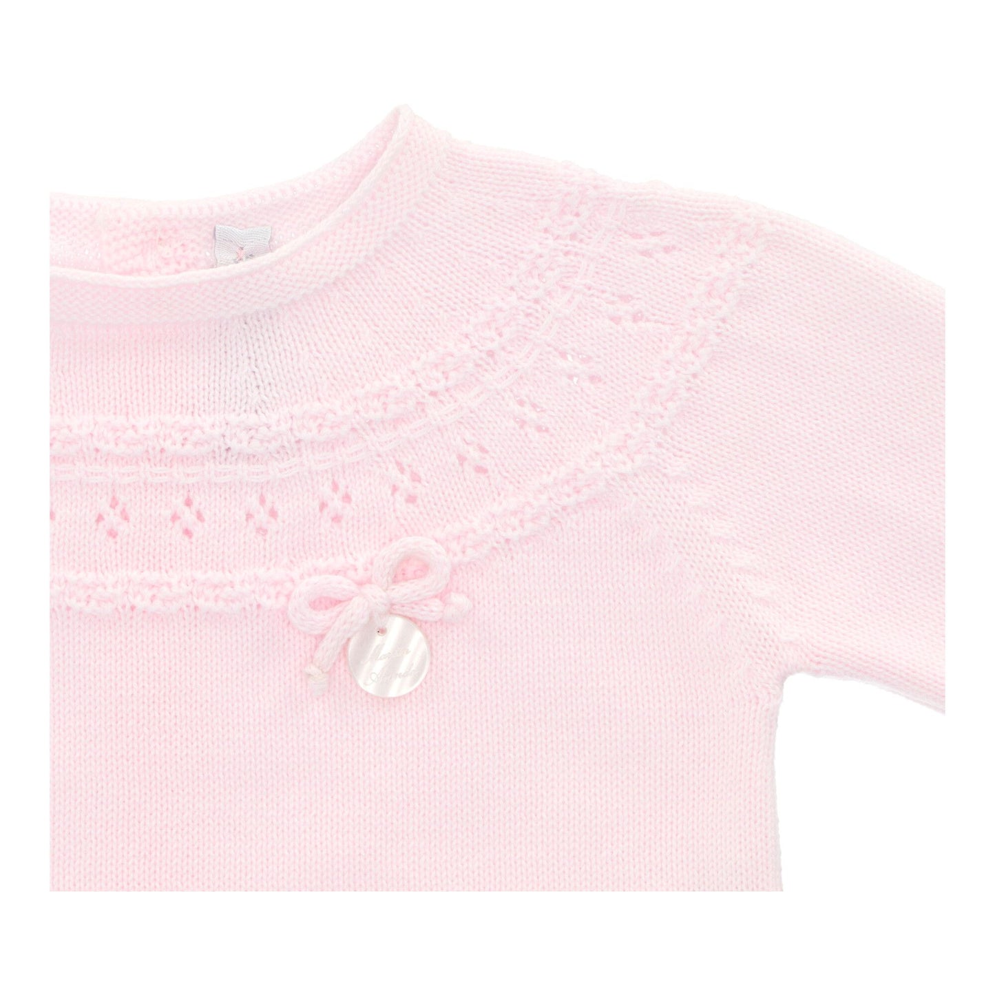 Three piece baby pink lace trim knit set
