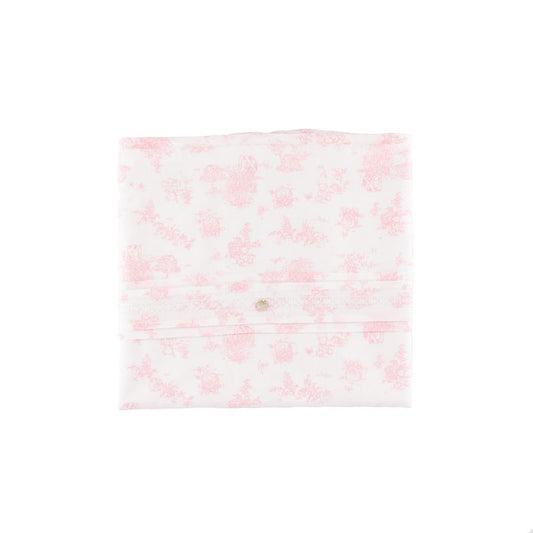 White cotton blanket with pink flowers