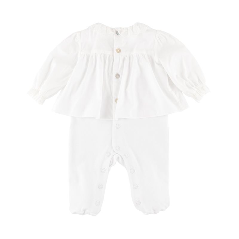 Ruffle top girls footie with collar